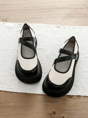 Babakud Women Vintage Color-Block Mary Jane Shoes