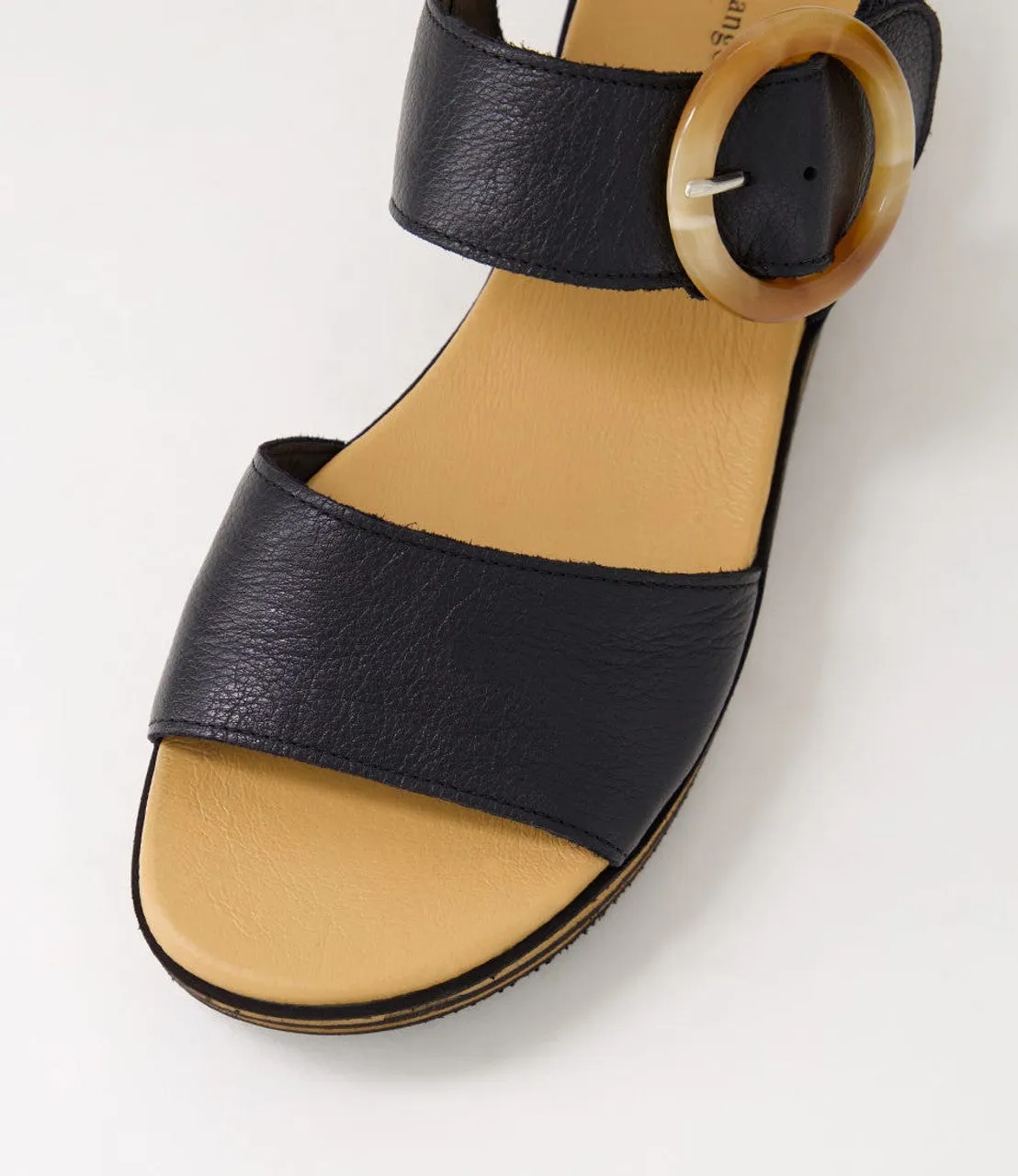 Cubbie Leather Wedge Sandal - Black