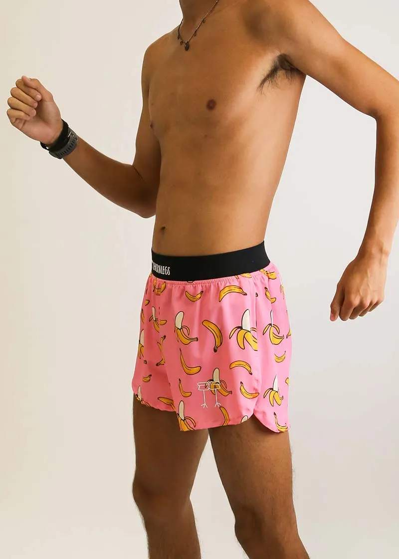 Men's Pink Bananas 4" Half Split Shorts