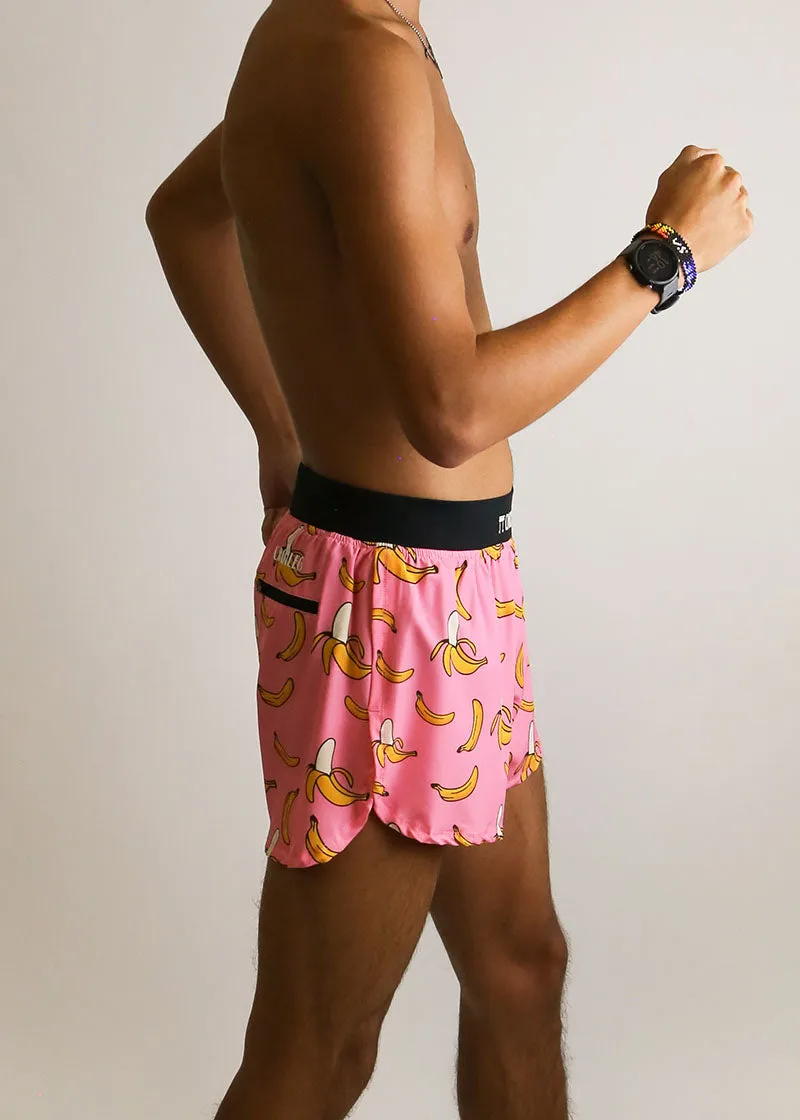 Men's Pink Bananas 4" Half Split Shorts