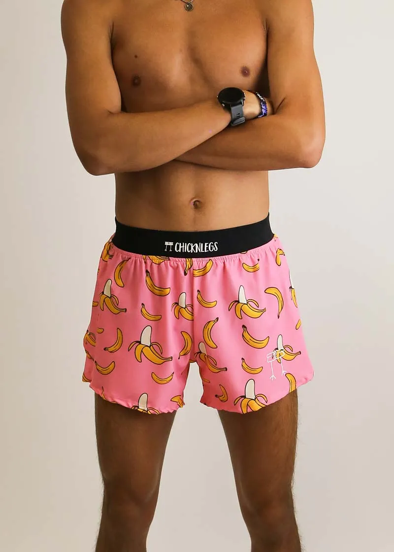 Men's Pink Bananas 4" Half Split Shorts