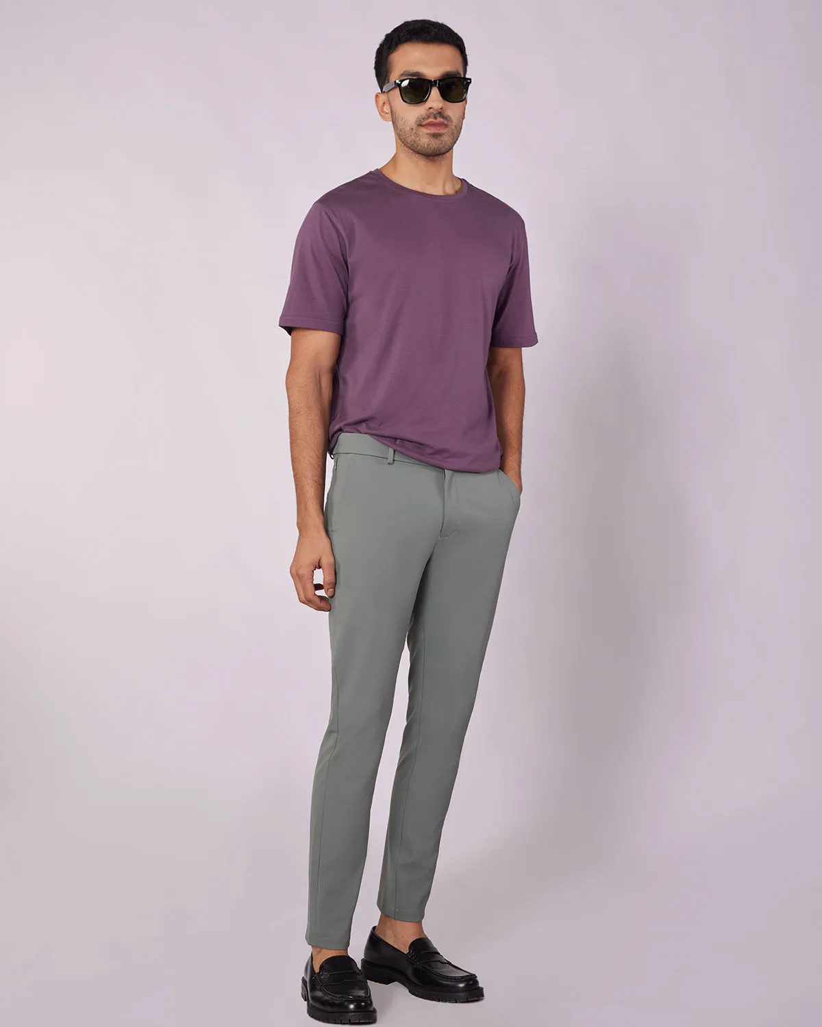 Tailored 4-Way Stretch Nylon Smart Pants - Green