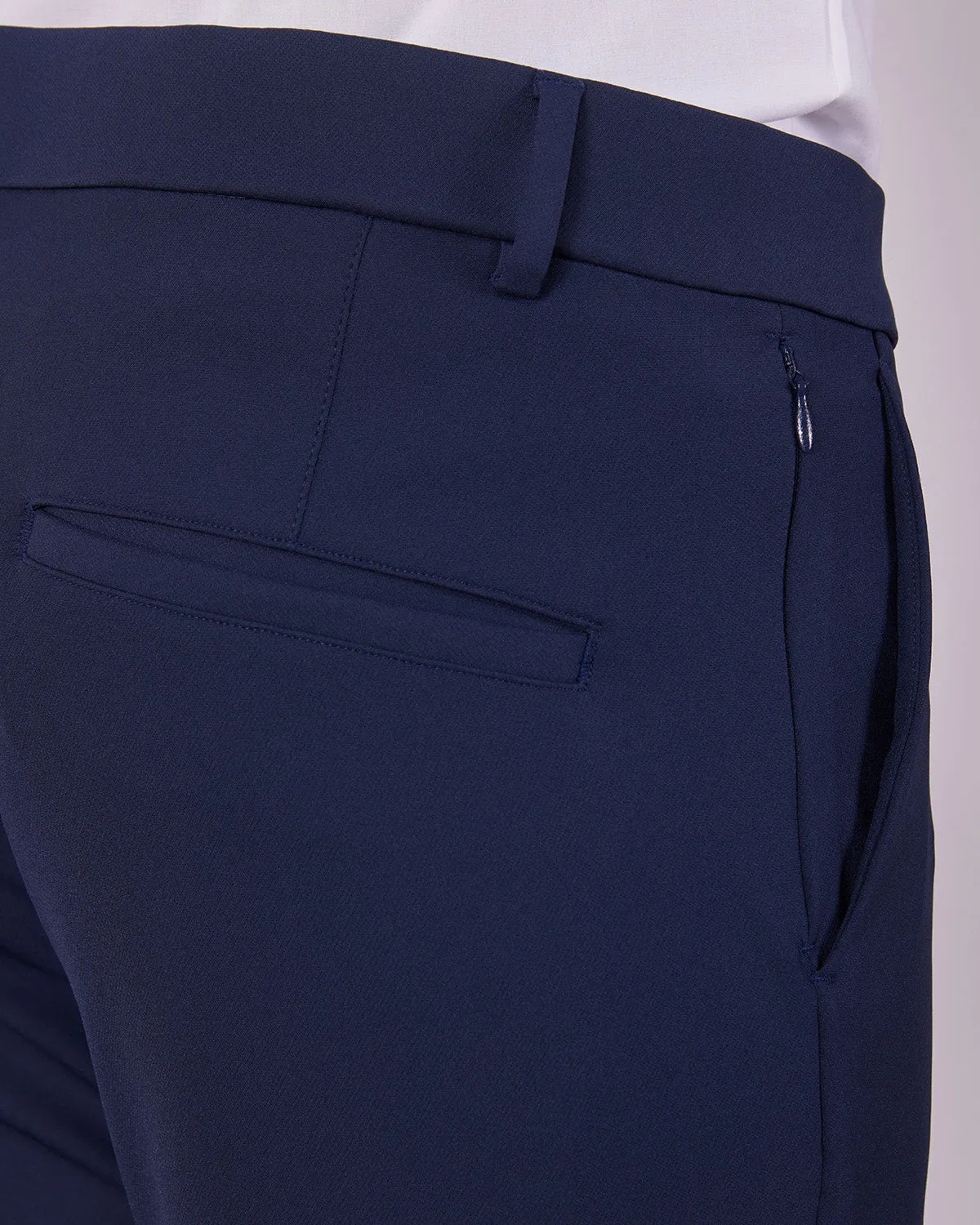 Tailored 4-Way Stretch Nylon Smart Pants - Navy