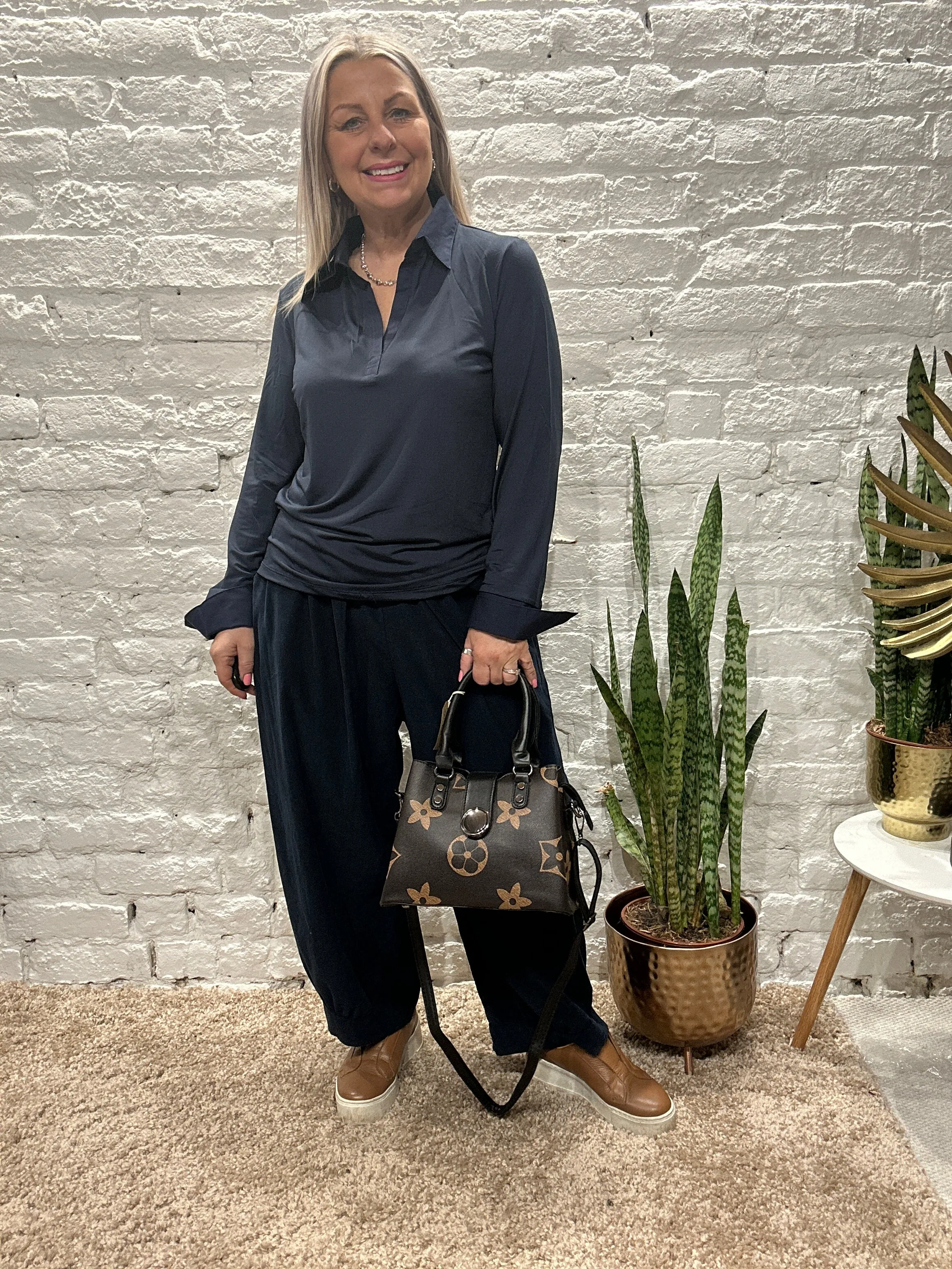 The Essential  skin Layering Shirt In Navy with Cotton Collar and Cuffs